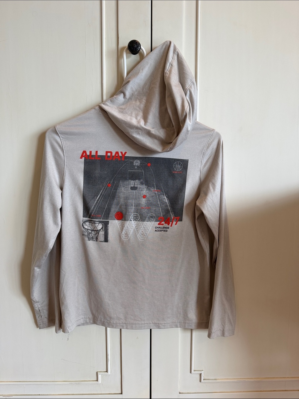 Kids' Light Beige Graphic Hoodie Tee